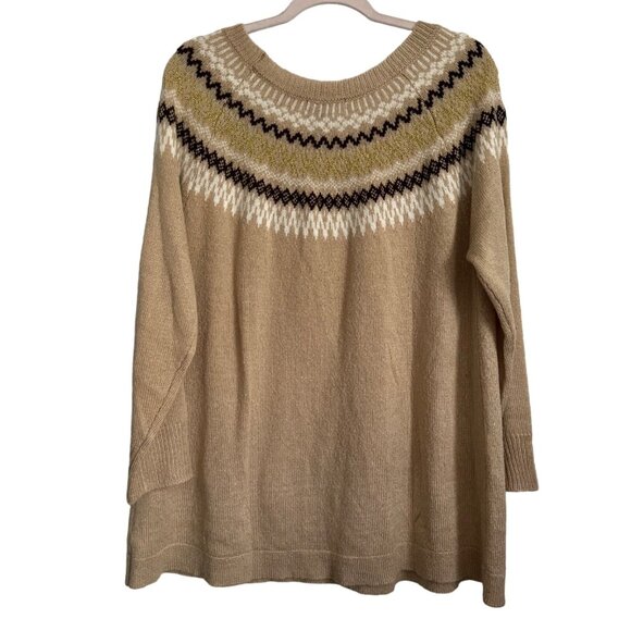 Roamans Womens Fair Isle Sweater Size 14/16WBeige with Geometric Pattern 98% Acr - Picture 13 of 13